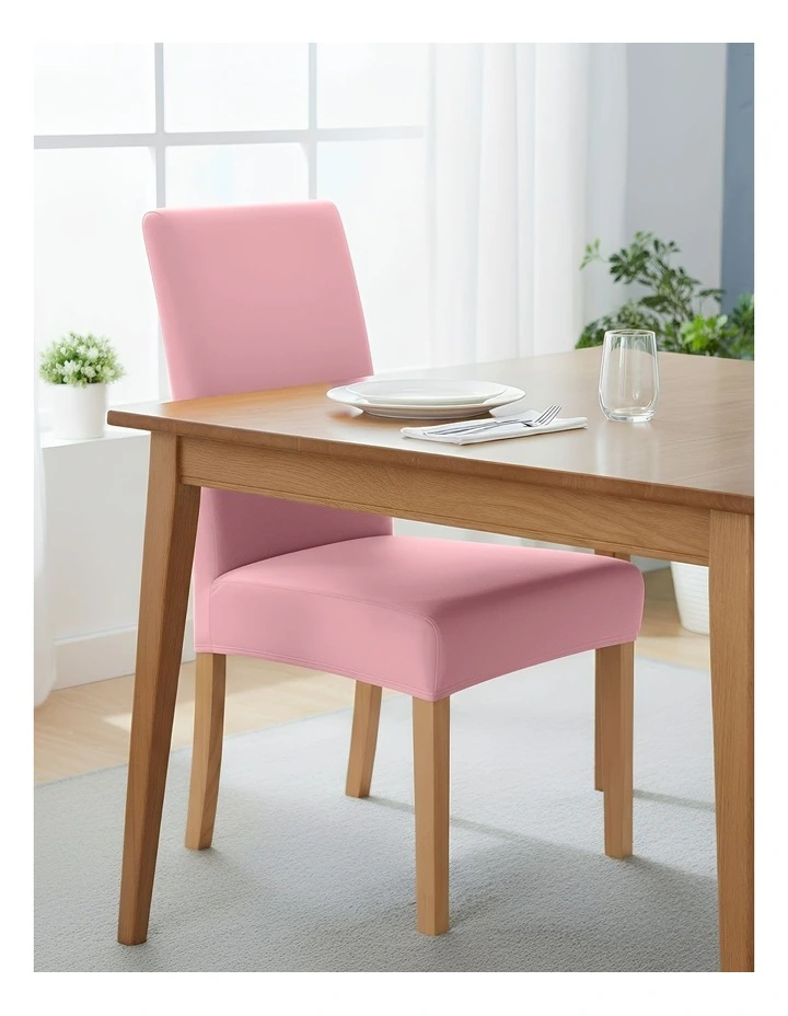 Velvet Stretch Chair Cover in Pink image 4