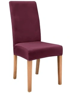 Velvet Plush Stretch Chair Cover in Purple