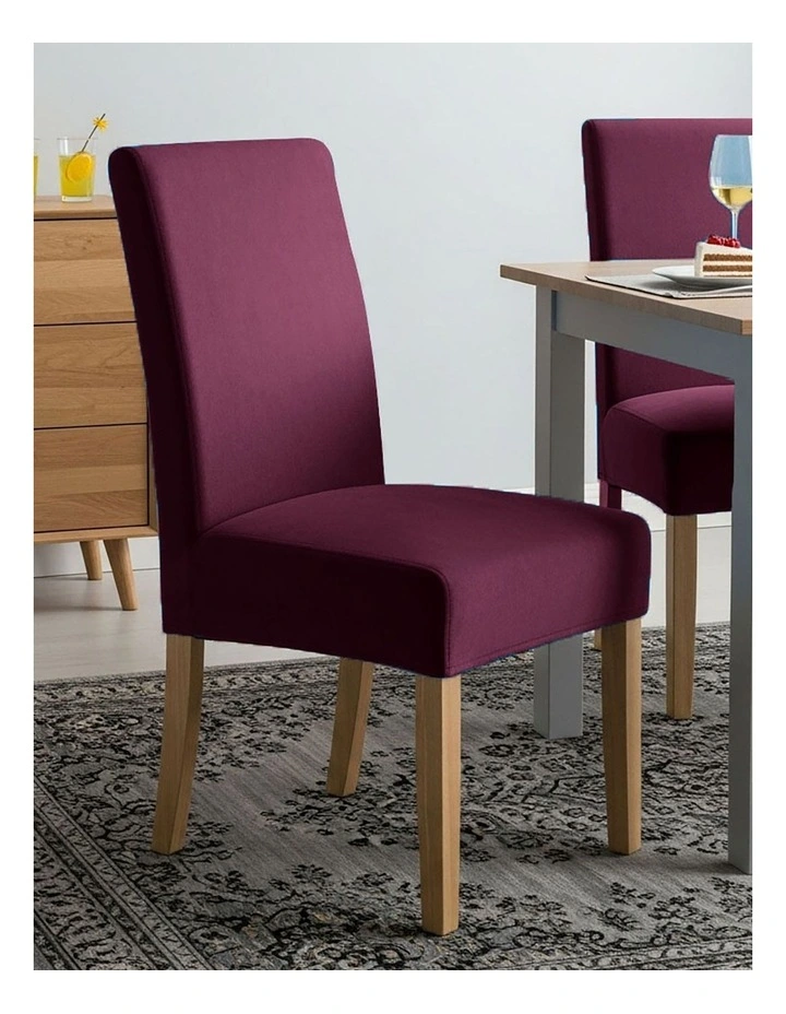 Velvet Plush Stretch Chair Cover in Purple image 3