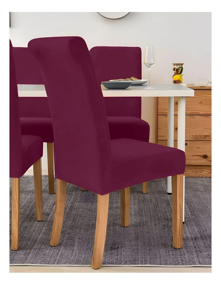 Velvet Plush Stretch Chair Cover in Purple image 4