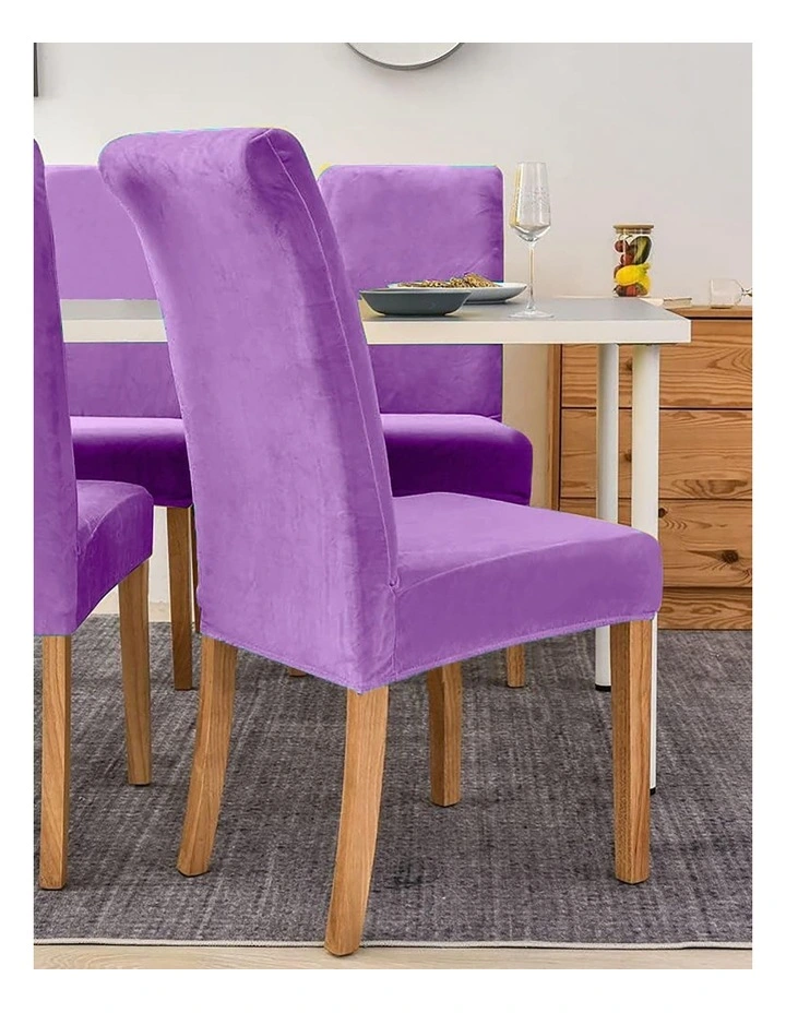 Velvet Plush Stretch Chair Cover in Blue image 3