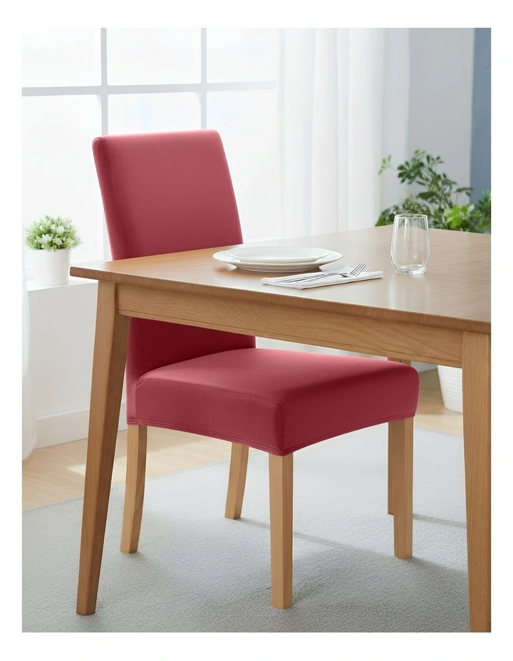 Velvet Chair Cover in Rose Red image 2