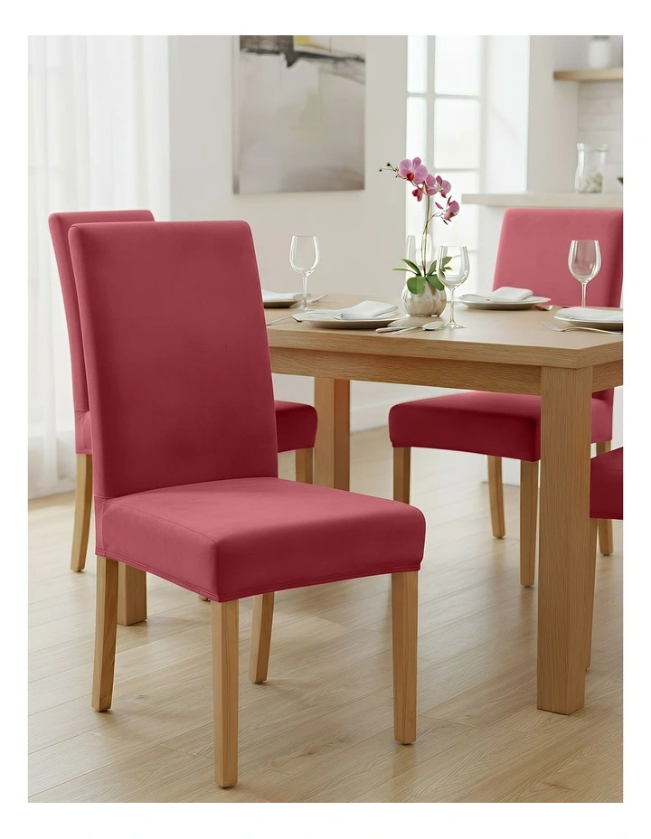 Velvet Chair Cover in Rose Red image 4