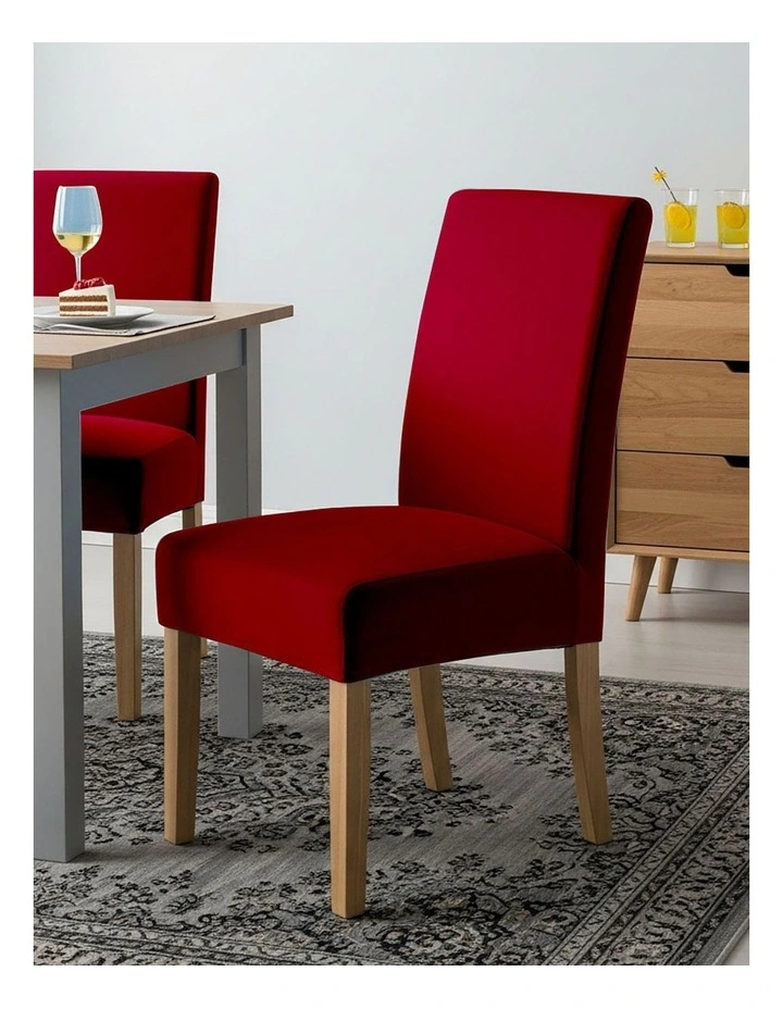 Velvet Plush Stretch Chair Cover in Rose Red image 2