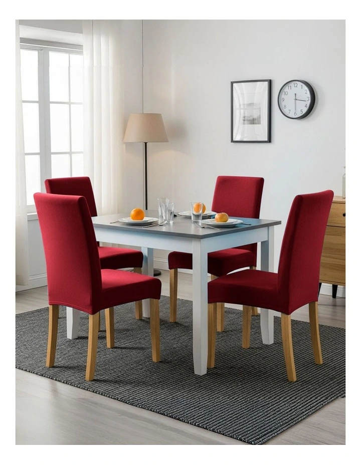 Velvet Plush Stretch Chair Cover in Rose Red image 5
