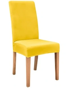 Velvet Plush Chair Cover in Bright Yellow