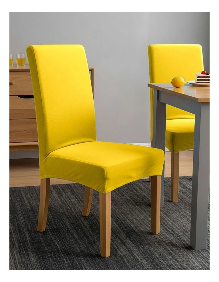 Velvet Plush Chair Cover in Bright Yellow image 3