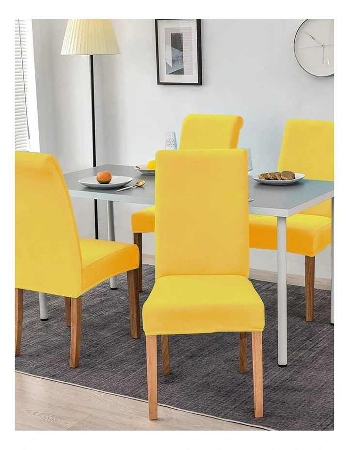 Velvet Plush Chair Cover in Bright Yellow image 6