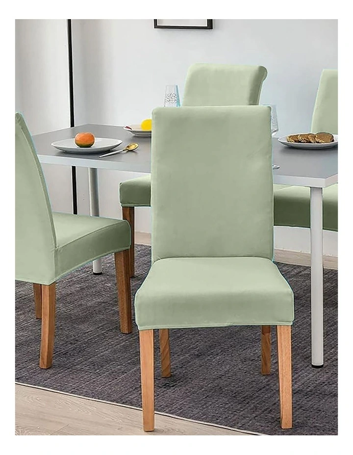 Velvet Plush Chair Cover in Light Green image 4