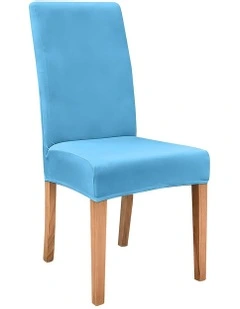 Velvet Plush Stretch Chair Cover in Aqua Blue