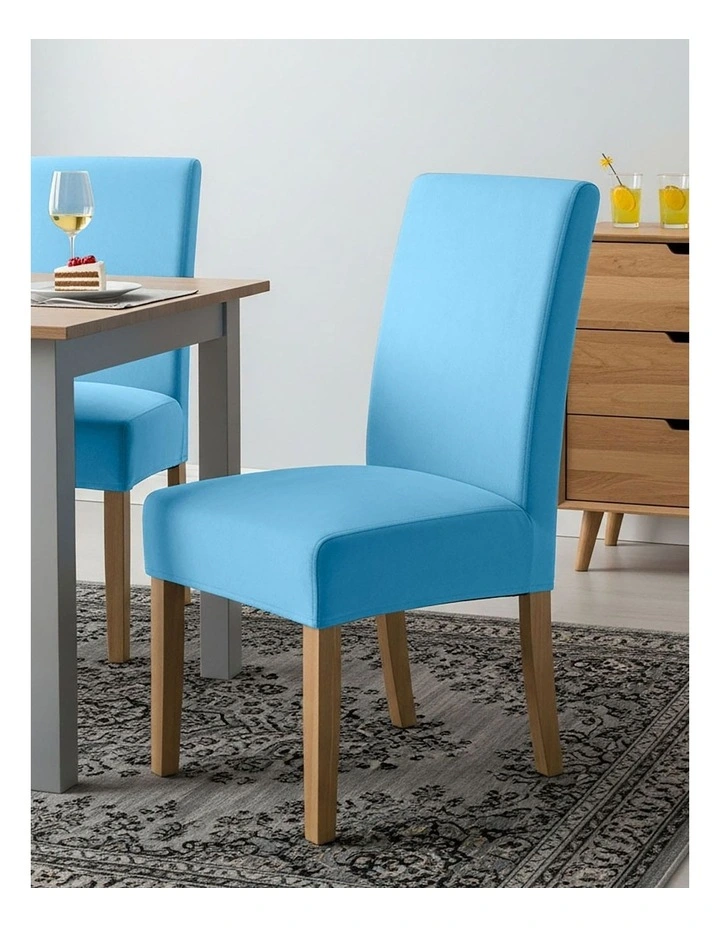 Velvet Plush Stretch Chair Cover in Aqua Blue image 2