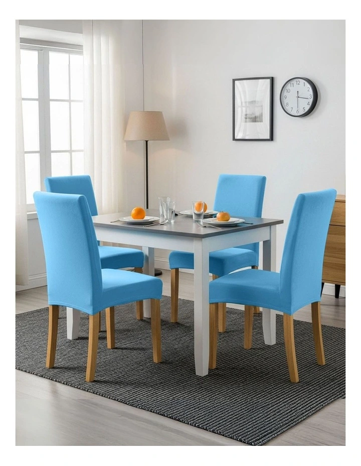 Velvet Plush Stretch Chair Cover in Aqua Blue image 5