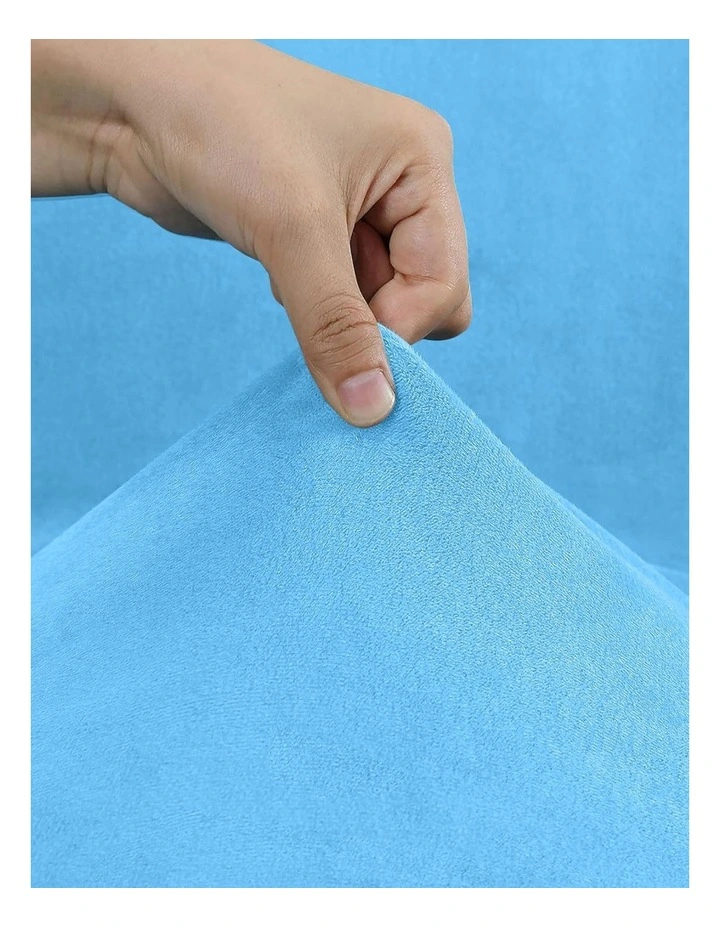 Velvet Plush Stretch Chair Cover in Aqua Blue image 7