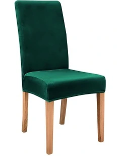 Velvet Chair Cover in Dark Green