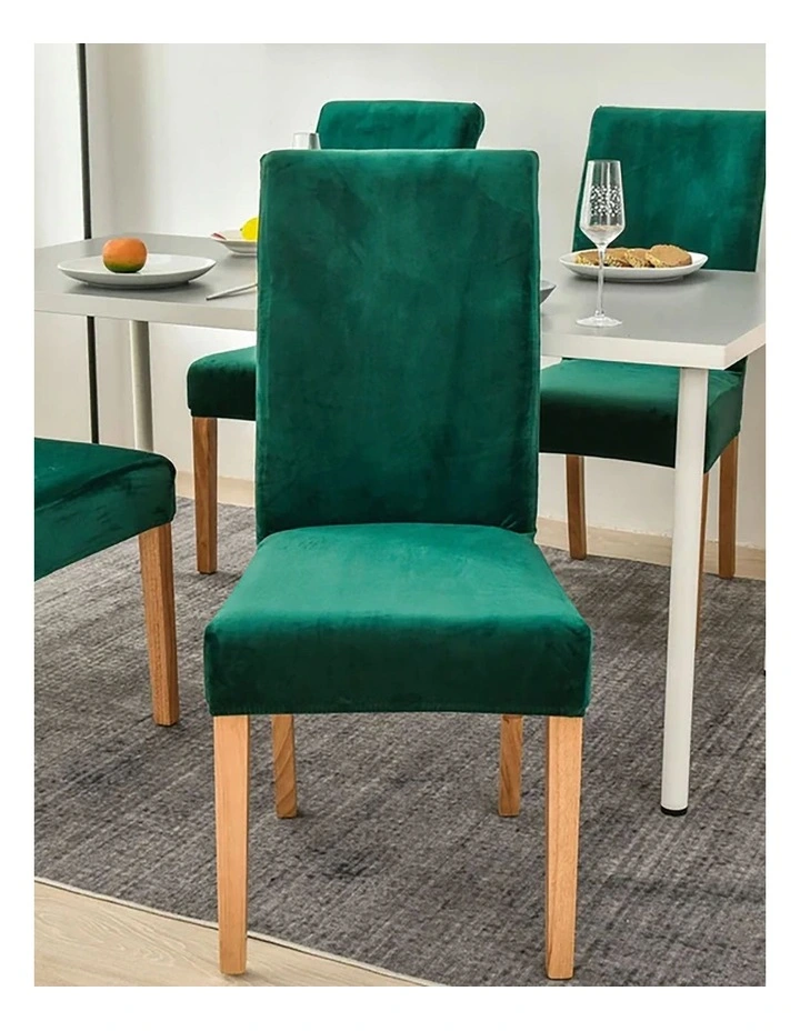 Velvet Chair Cover in Dark Green image 2