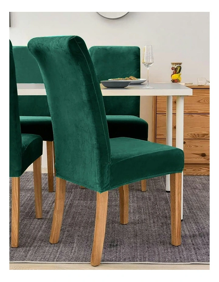 Velvet Chair Cover in Dark Green image 5