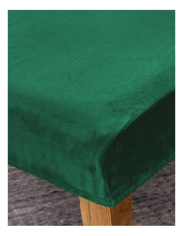 Velvet Chair Cover in Dark Green image 7
