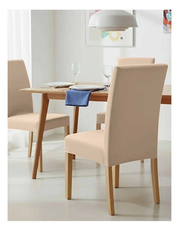 Plush Velvet Chair Cover in Beige image 2