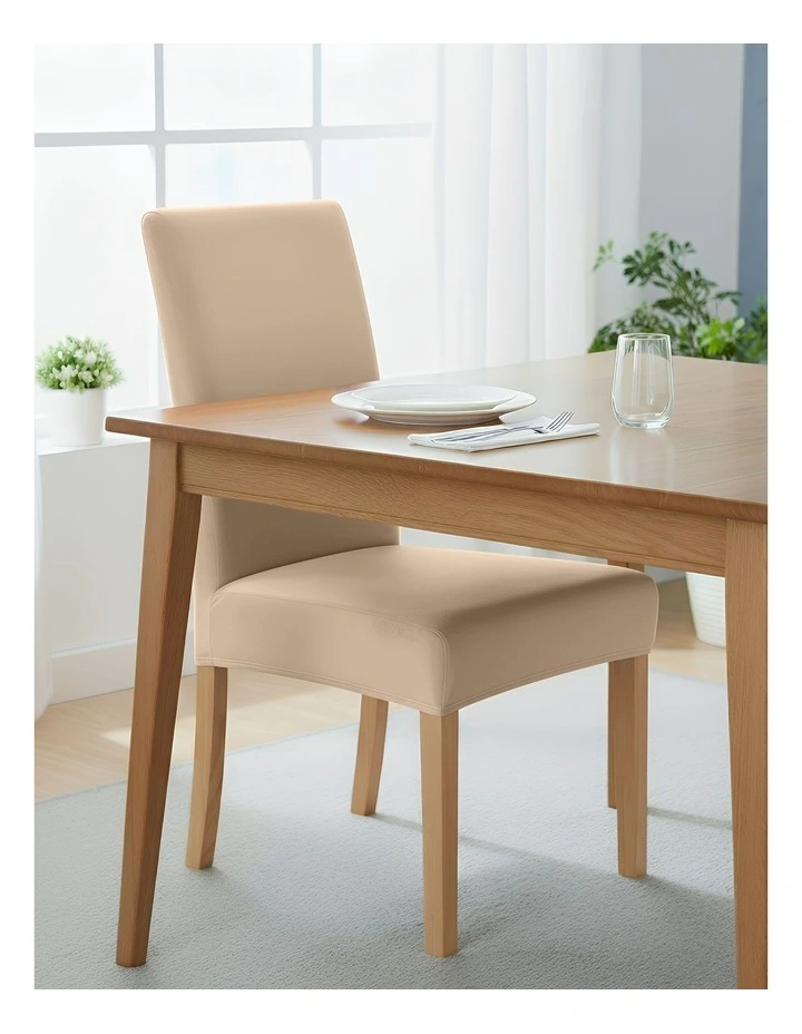 Plush Velvet Chair Cover in Beige image 3