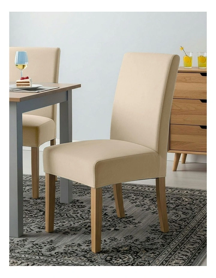 Velvet Chair Cover in Light Beige image 3