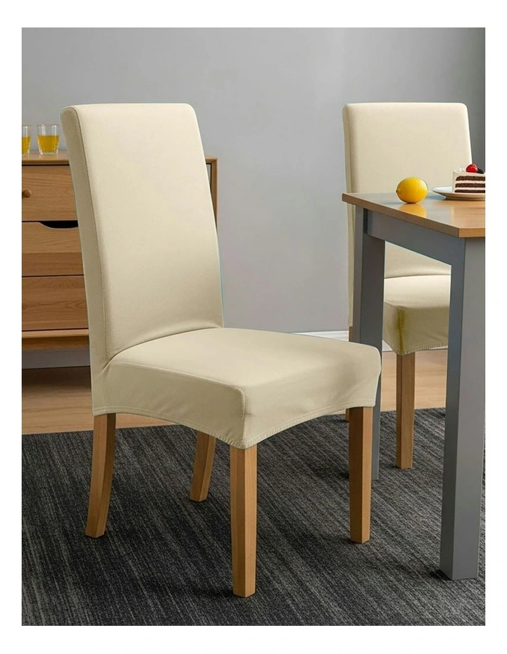Velvet Chair Cover in Light Beige image 4