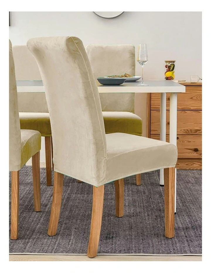 Velvet Chair Cover in Light Beige image 5
