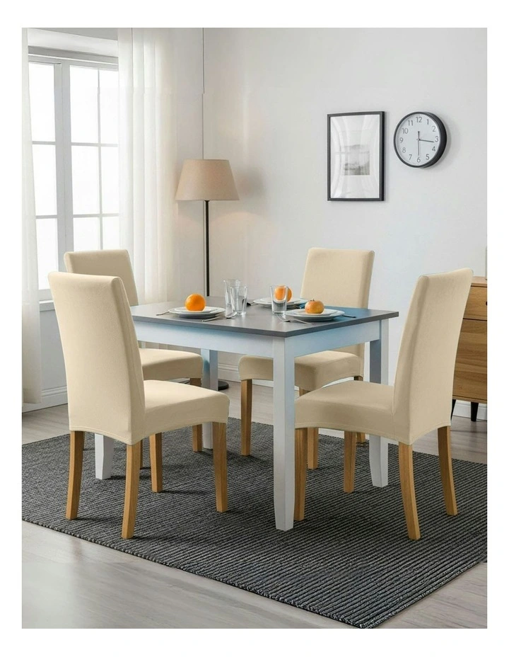 Velvet Chair Cover in Light Beige image 6