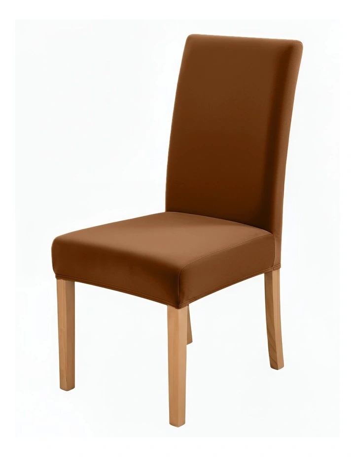 Velvet Plush Stretch Chair Cover in Camel image 1
