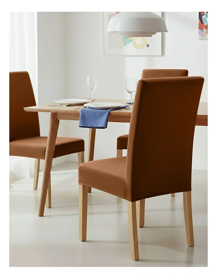 Velvet Plush Stretch Chair Cover in Camel image 2