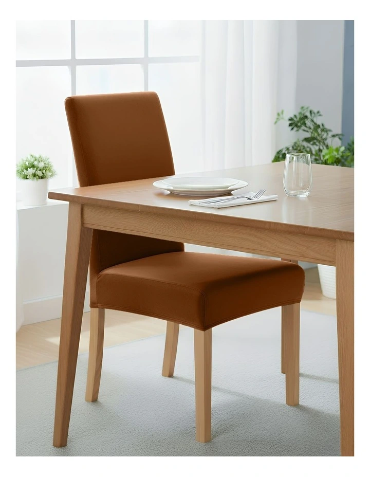 Velvet Plush Stretch Chair Cover in Camel image 3