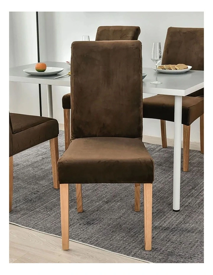 Velvet Chair Cover in Coffee image 2