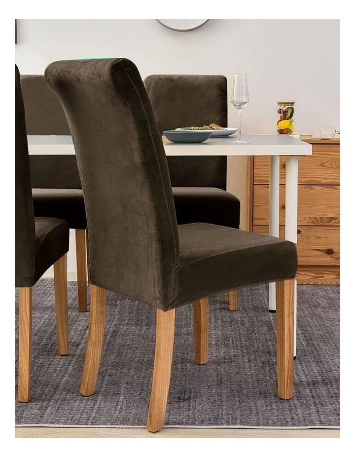 Velvet Chair Cover in Coffee image 5