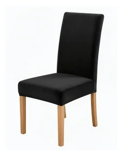 Velvet Stretch Chair Cover in Black