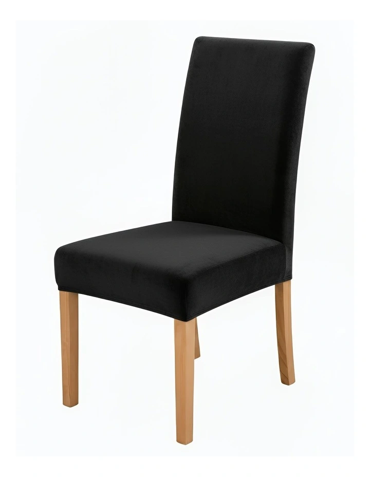Velvet Stretch Chair Cover in Black image 1