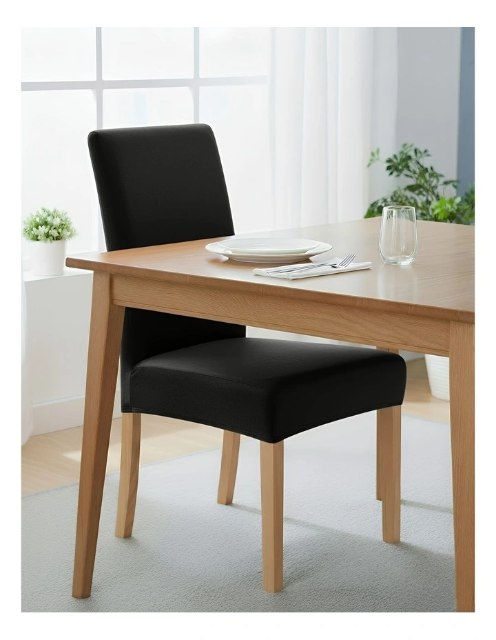Velvet Stretch Chair Cover in Black image 2