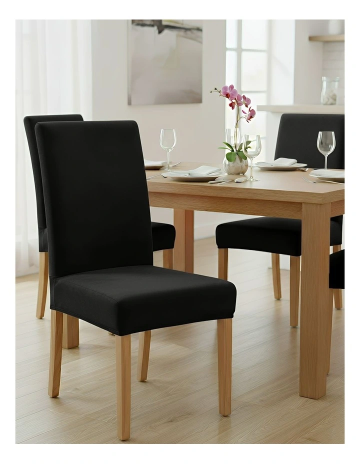 Velvet Stretch Chair Cover in Black image 3