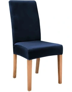 Velvet Chair Cover in Dark Navy