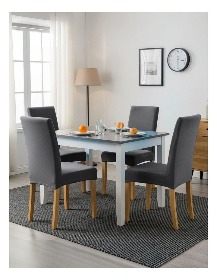 Anyseat Chair Cover Dark Grey Velvet Plush Slipcover for Dining Kitchen image 5