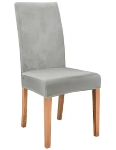 Anyseat Chair Cover Light Grey Velvet Plush Slipcover for Dining Kitchen