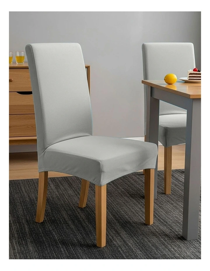 Anyseat Chair Cover Light Grey Velvet Plush Slipcover for Dining Kitchen image 4