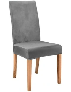 Anyseat Chair Cover Grey Velvet Plush Slipcover for Dining Kitchen