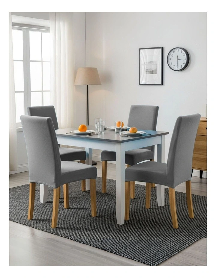 Anyseat Chair Cover Grey Velvet Plush Slipcover for Dining Kitchen image 5