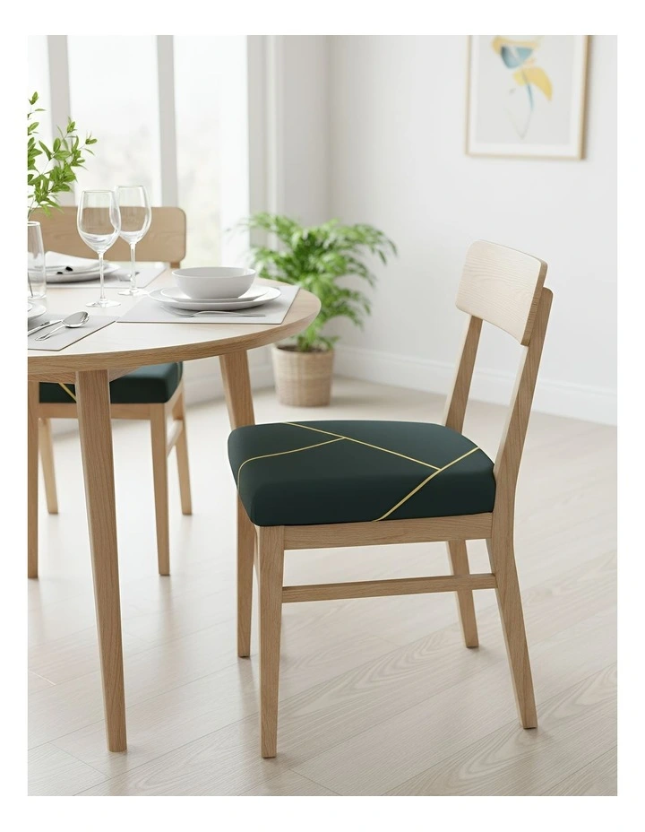Linear Design Stretch Chair Cover in Dark Green image 2