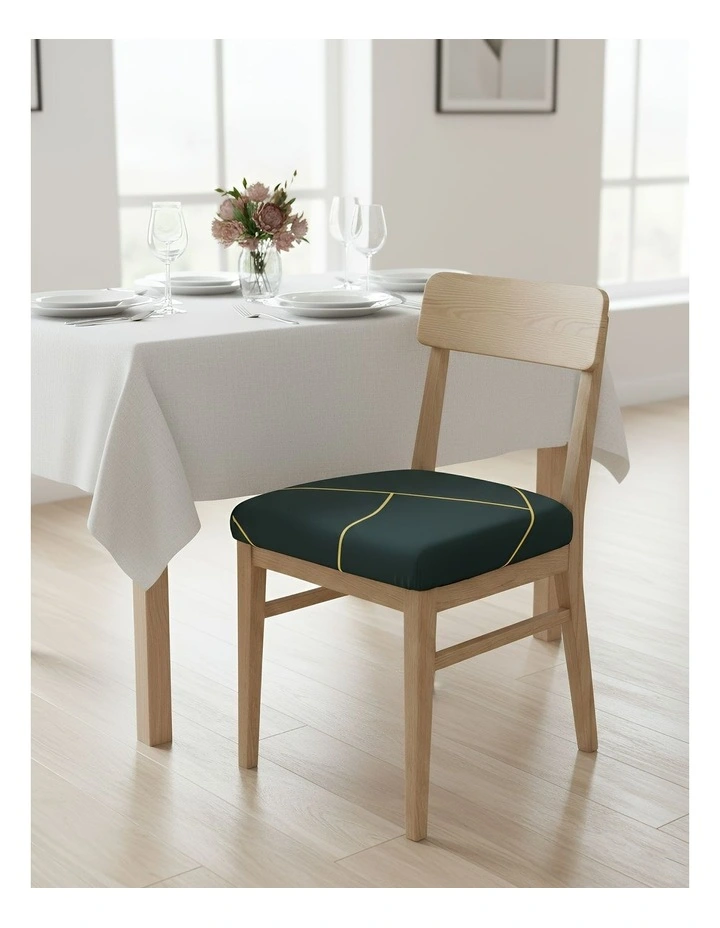 Linear Design Stretch Chair Cover in Dark Green image 4