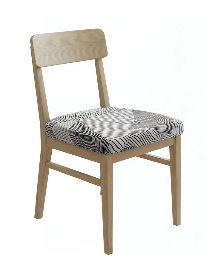 Simple Linear Pattern Design Stretch Chair Cover in White image 1