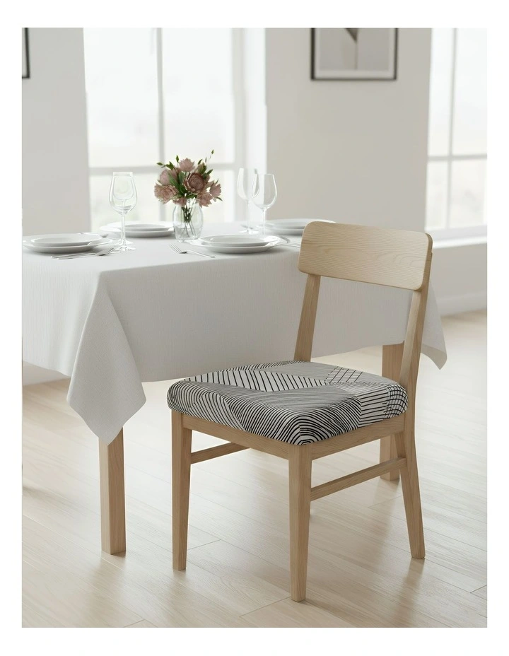 Simple Linear Pattern Design Stretch Chair Cover in White image 2