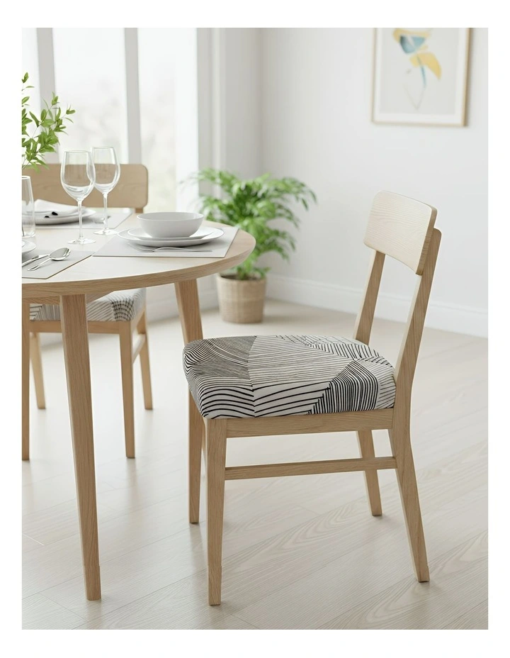 Simple Linear Pattern Design Stretch Chair Cover in White image 3
