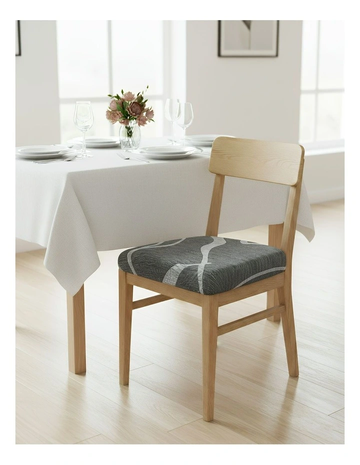 Wave Linear Pattern Print Chair Cover in Light Grey image 2