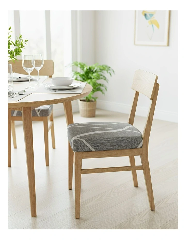 Wave Linear Pattern Print Chair Cover in Light Grey image 3