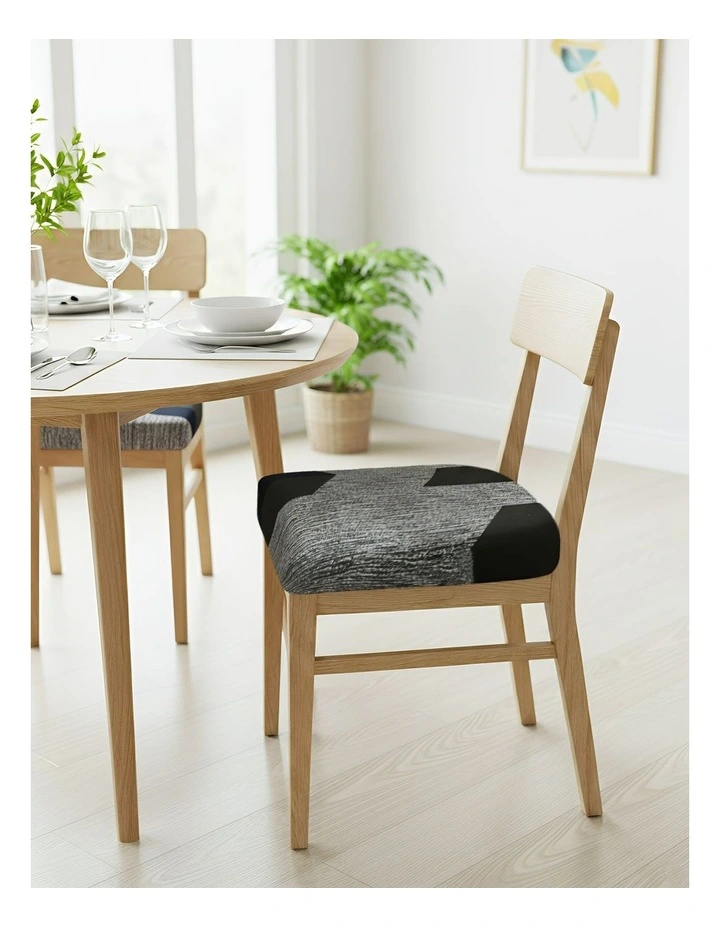Print Stretch Seat Chair Cover in Dark Grey image 3